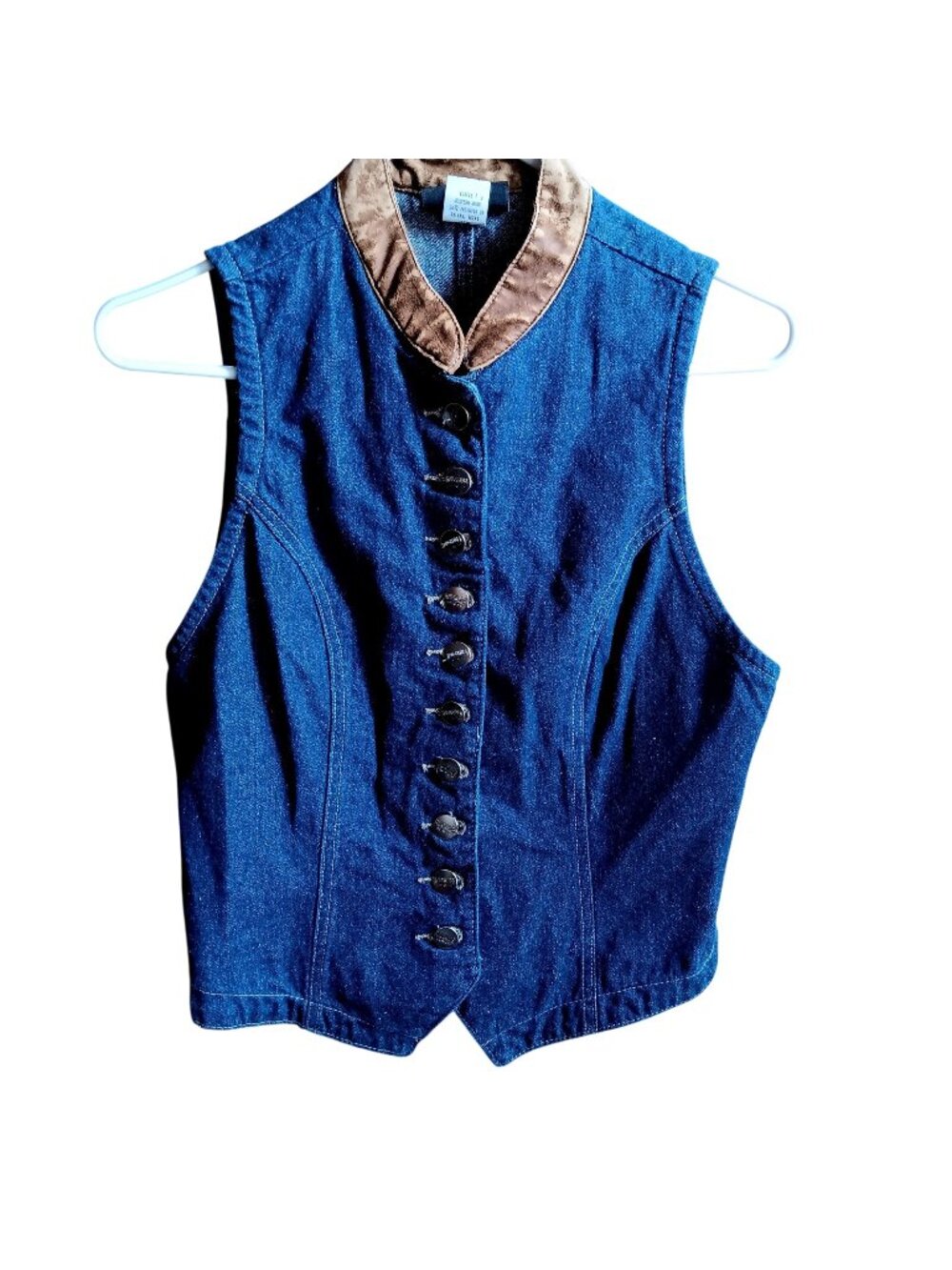 True Vintage Cowgirl Vest Small 1990s Roughrider Denim Western Rancher